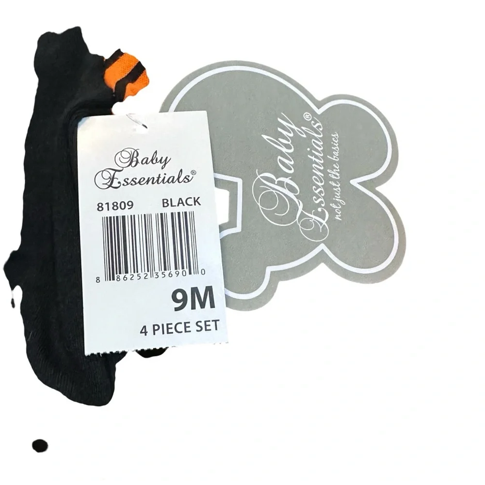 Baby Essentials Black and Orange Halloween Outfit “Scary‎ Handsome” 4-Piece Set